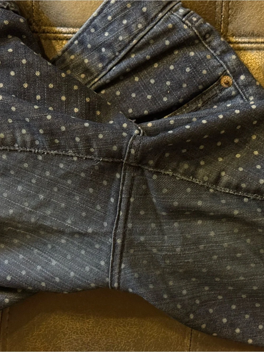 Early 2000s Merona Ankle Skinny Polka Dot Jeans in Dark Blue